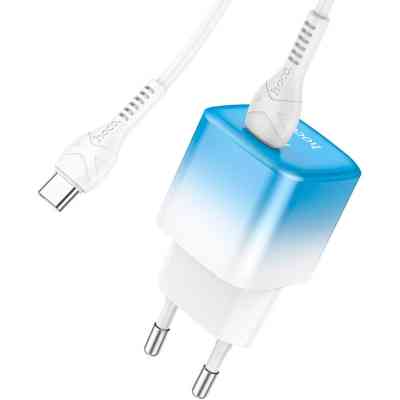 Зарядное устройство HOCO C101A USB-C PD20W + cable USB-C to USB-C Ice Blue (6931474769398) Винница
