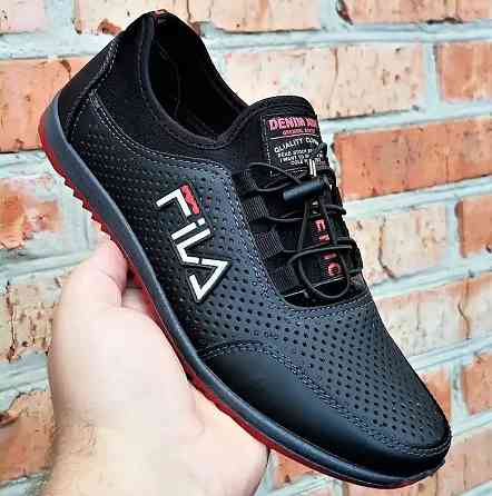 Мужские Кроссовки FILA Черные Летние Мокасины Туфли Сеточка Кожаные (размеры: 40,41,42,43,44,45) - 17-2 Днепр