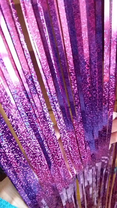 Фольгированные шторы для фотозоны с голограмой 2м на 1м малиновый Киев - изображение 8