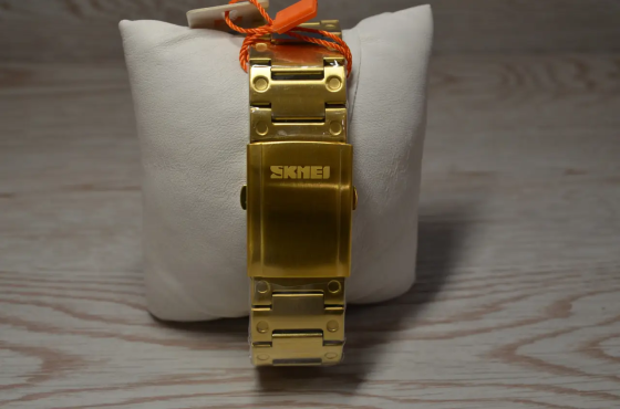 Чоловічий наручний годинник Skmei 1456 Singapore Золотистий Київ