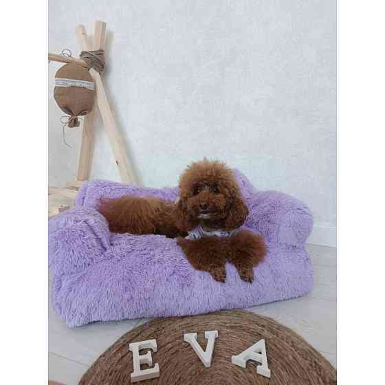 Хутряний диван лежак для собак і кішок спальне місце для тварин знімни Incor бузковий 10079 Київ