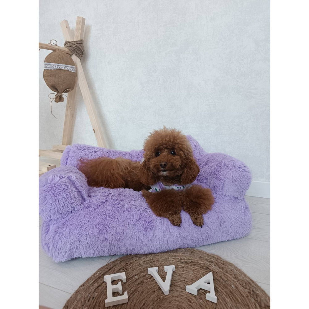 Хутряний диван лежак для собак і кішок спальне місце для тварин знімни Incor бузковий 10079 Київ - фото 3