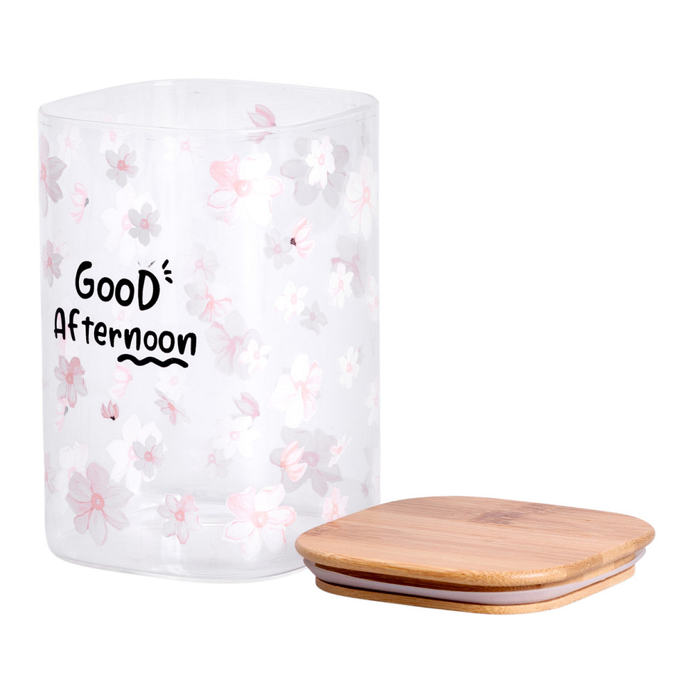 Yiwu Банка для сипучих продуктів з бамбуковою кришкою 1.2 л ємність для сипучих скло HP-34-23 Коломыя - изображение 2