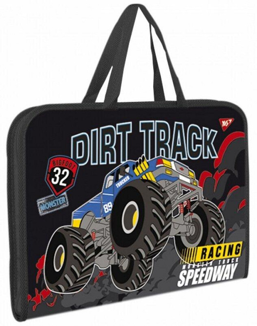 Папка-портфель на блискавці з тканинними ручками "1 Вересня" 491922 "Monster Truck", шт Київ - фото 1