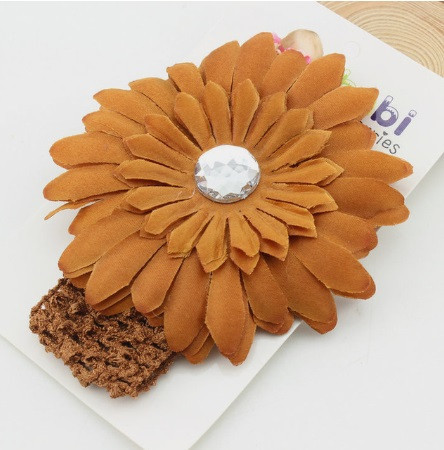 Коричнева дитяча пов'язка з квіткою - розмір універсальний (на резинці), квітка 11см Київ - фото 1