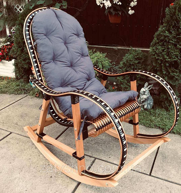 Кресло качалка плетеная с ротанга | кресло-качалка ротанговая | кресло качалка  плетеная с подушкой Киев - изображение 4