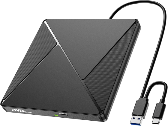 Внешний оптический CD/DVD привод Umanij USB 3.0 Type-C портативный дисковод для ноутбука ПК и MacBook Черный Киев