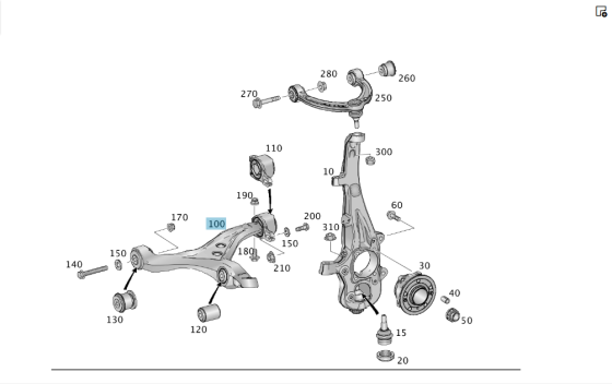 Mercedes-Benz  A1663300107 Поперечний важіль нижній передній лівий ML/GLE W166 GLE Coupe C292 GL/GLS X166 Одеса