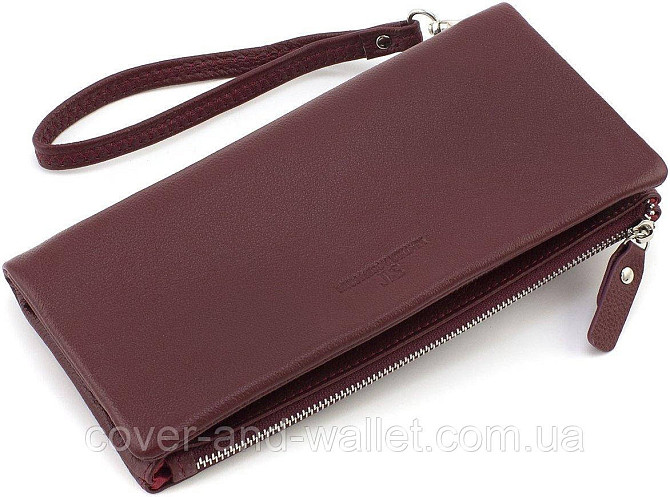 Бордовый женский кошелек-клатч из натуральной кожи на два отделения ST Leather Киев - изображение 4