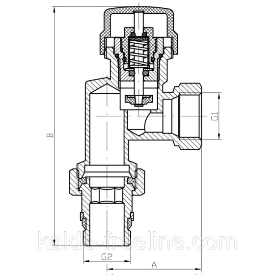 Термостатичний радіаторний клапан KOER KR.931-Gi осьовий 1/2" з американкою Харків