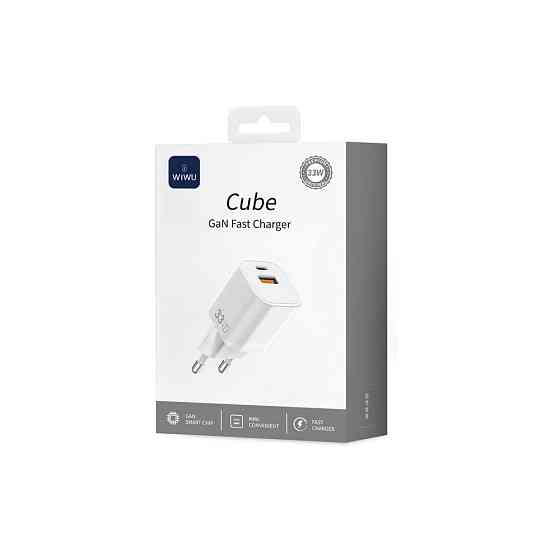 Мережевий зарядний пристрій WIWU 33W Cube GaN Fast Charger A+C Wi-G017 EU White Одеса