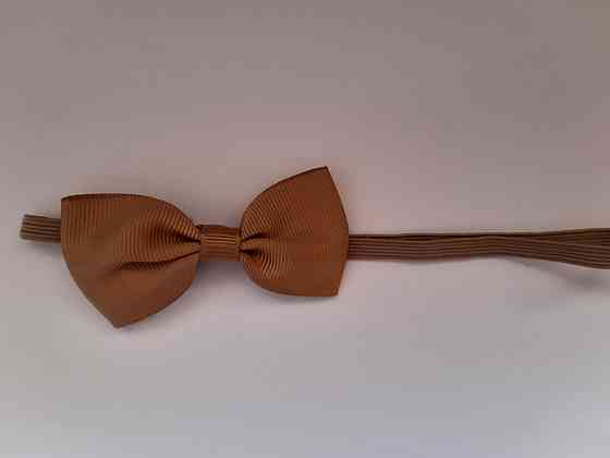 Дитяча повязочка на голову кавова - розмір універсальний (на резинці), бантик 7см Київ