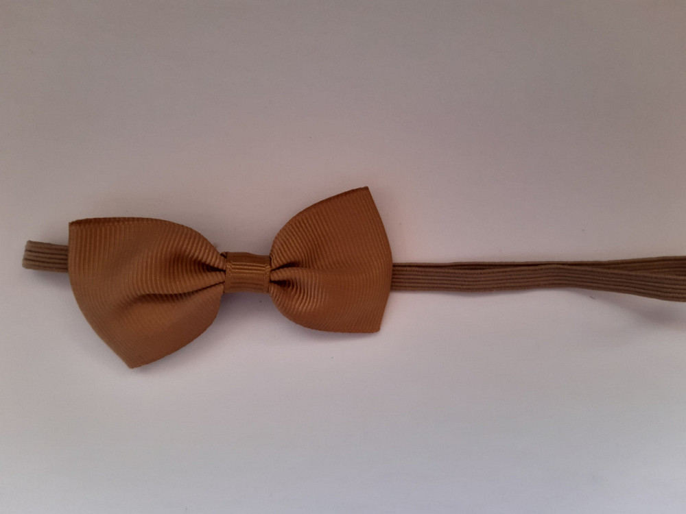 Дитяча повязочка на голову кавова - розмір універсальний (на резинці), бантик 7см Київ - фото 1