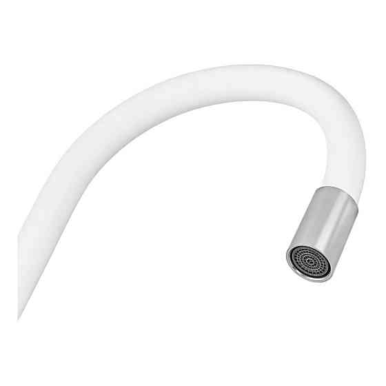Змішувач для кухні Zerix Rex-011 Chrome Refl.White з нержавіючої сталі (Колір хром+силіконовий вилив білий) (ZX6129)   ( 21955 ) Харків