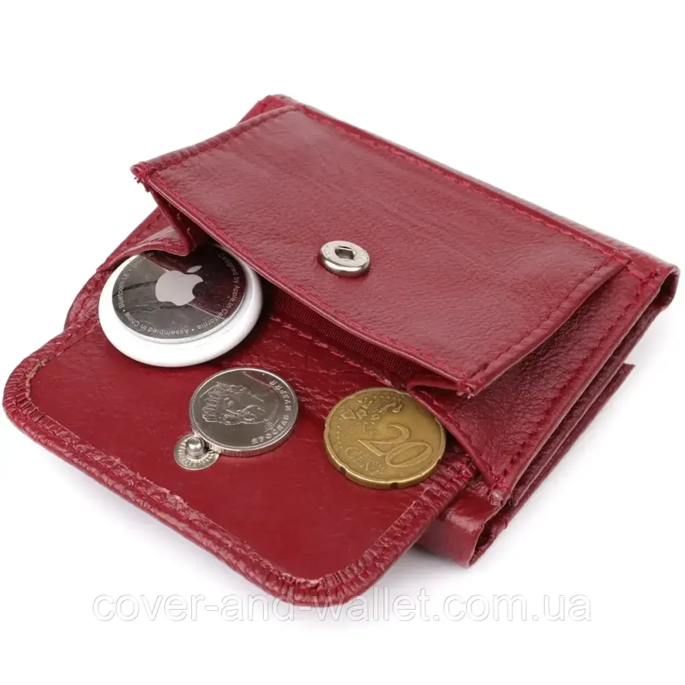 Маленький жіночий гаманець із натуральної шкіри бордового кольору ST 440 Київ - фото 8