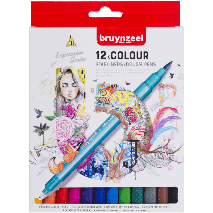 Набір лінерів-пензлів BRUSHPEN двосторонніх 12кол Bruynzeel Київ - фото 1