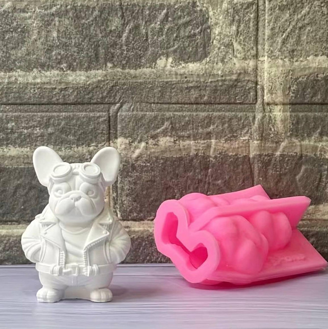Силіконова форма 3D Бульдог для свічок, гіпсу та епоксидної смоли Київ - фото 1