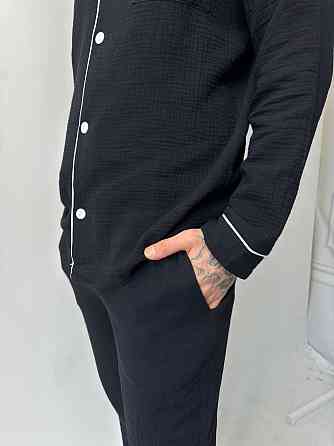 Мужская пижама муслиновая Черный XXL Харьков