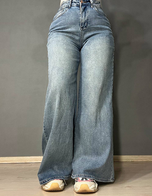 Джинси жіночі Allure 6701 широкі палаццо кльош з високою посадкою сині, синій, 27, 27, 74 см, 100 см Київ - фото 1