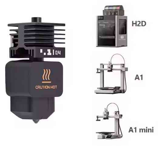 Хотенд 0,2 мм зі збільшеним обємом нагрівача для Bambu Lab A1, A1 mini, H2D (Ur Elk) Київ