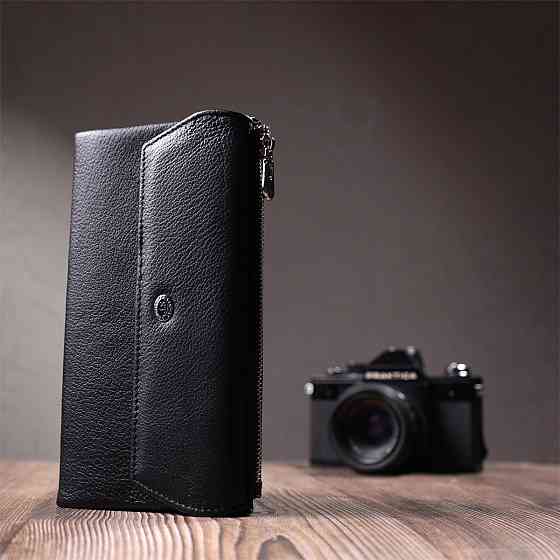 Женское портмоне с блоком для карт из натуральной кожи ST Leather 22698 Черный Киев