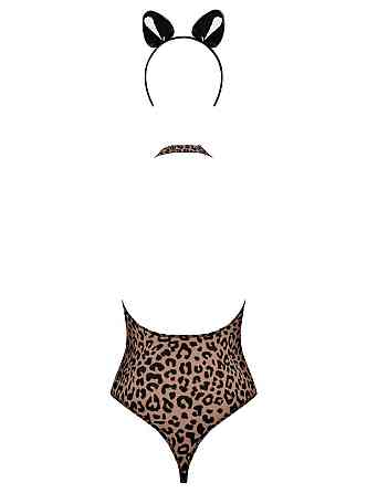 Еротичний костюм леопарда Obsessive Leocatia teddy S/M, боді, обруч з вушками Sex Aura Київ