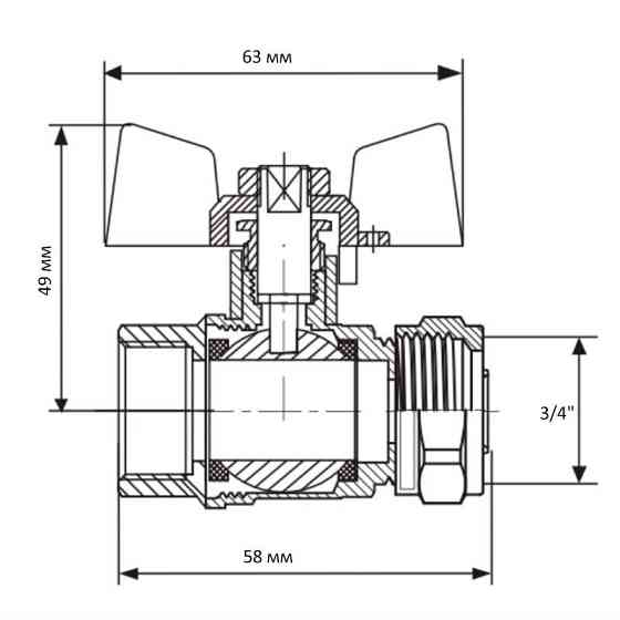 Кран кульовий KOER KR.352 - 20x3/4F WING (LL1789)   ( 28656 ) Харьков