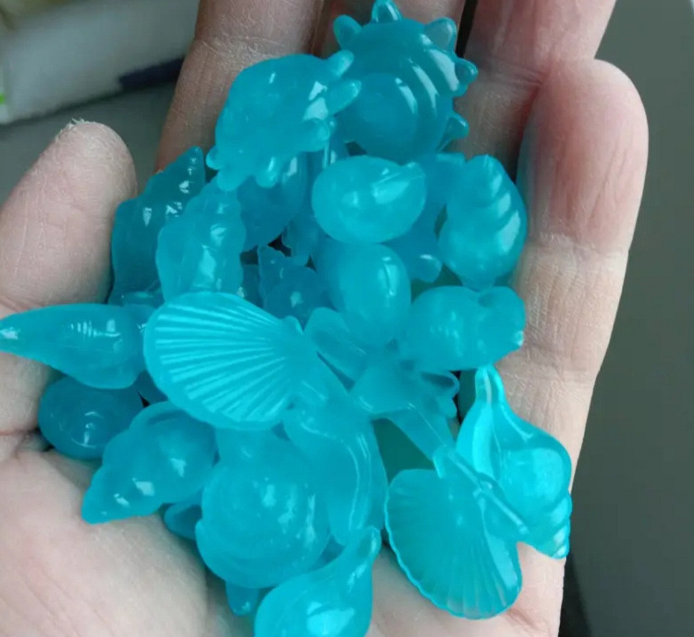 Люминесцентные камни фигурные 10 штук 2 см синий Киев - изображение 2