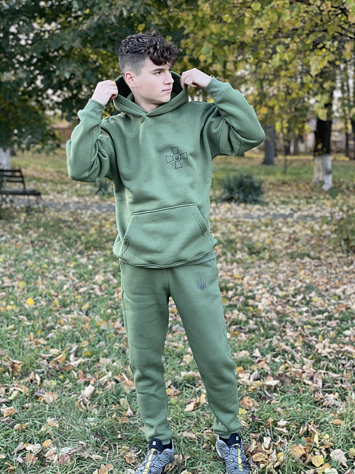 Хакі спортивний костюм унісекс ЗСУ з гербом M Чернівці - фото 1