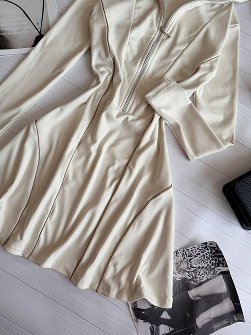 Жіноча стильна повсякденна сукня з кантом еластичний трикотаж пума Кремова, 42/44 Одеса - фото 6