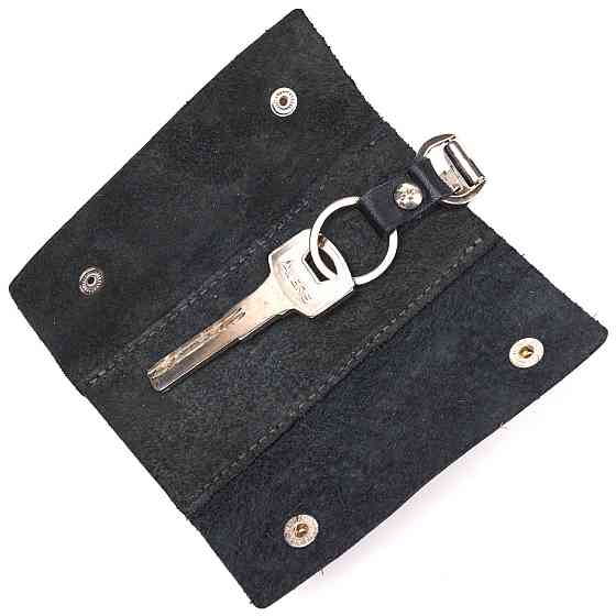 Зручна ключниця у глянцевій шкірі Чорна (GRANDE PELLE) Київ