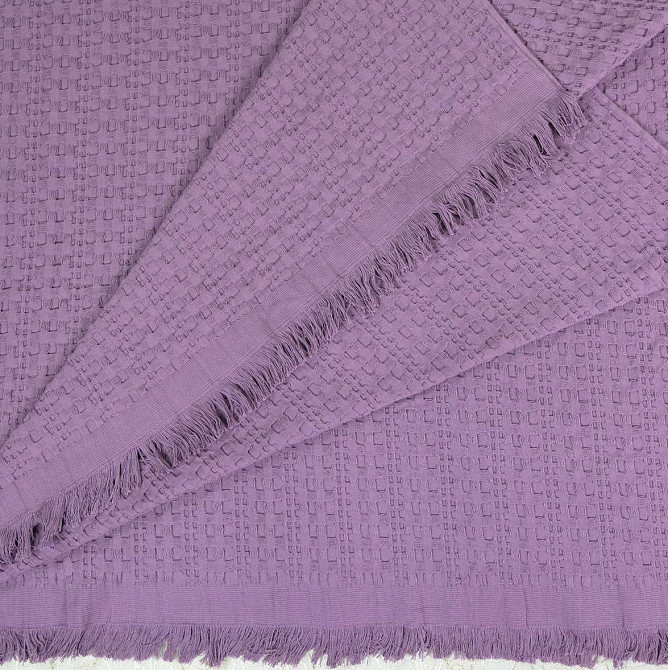 Простирадло-покривало вафельне жакардове преміум якості YouStar 200х240см 320г/м2 (Фіолетовий) Суми - фото 3