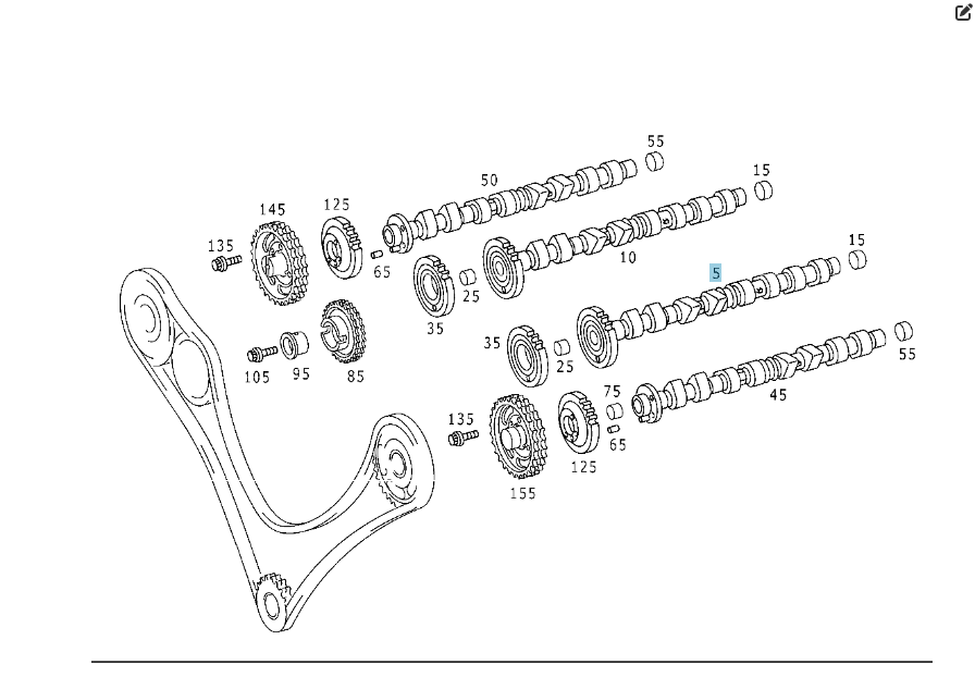 Mercedes-Benz  A6280501301 R6280510201 Розподільний вал лівий впускний для двигуна OM628 V8 4.0 cdi Одеса - фото 5