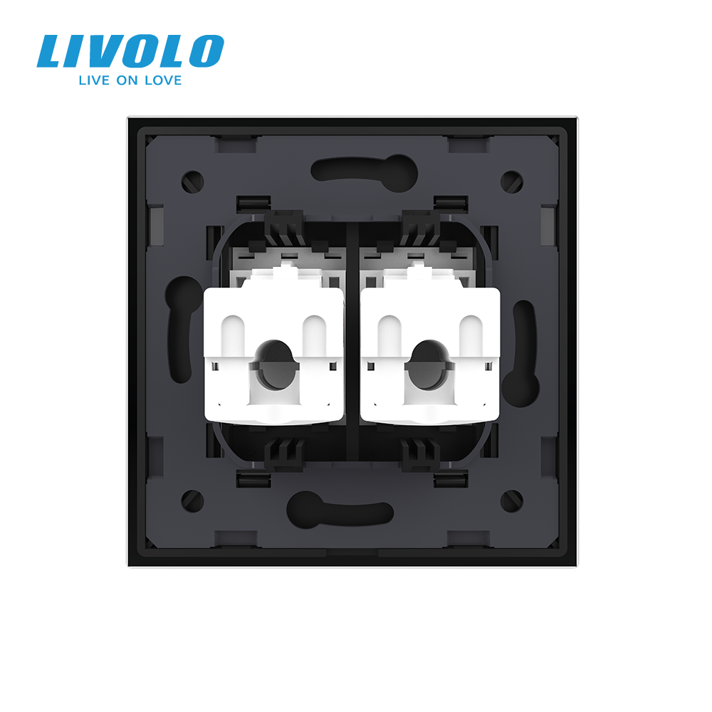 LIVOLO Розетка комп'ютерна подвійна RJ-45 LIVOLO чорна матова скло Коломия - фото 9