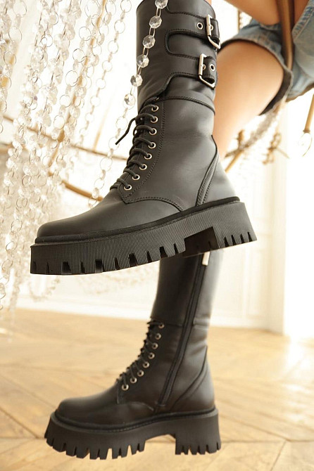 Mioli Черевики жіночі MIOLI чорні шкіра натуральна зимові высота 26 см размер 36 (4897) Коломия - фото 1