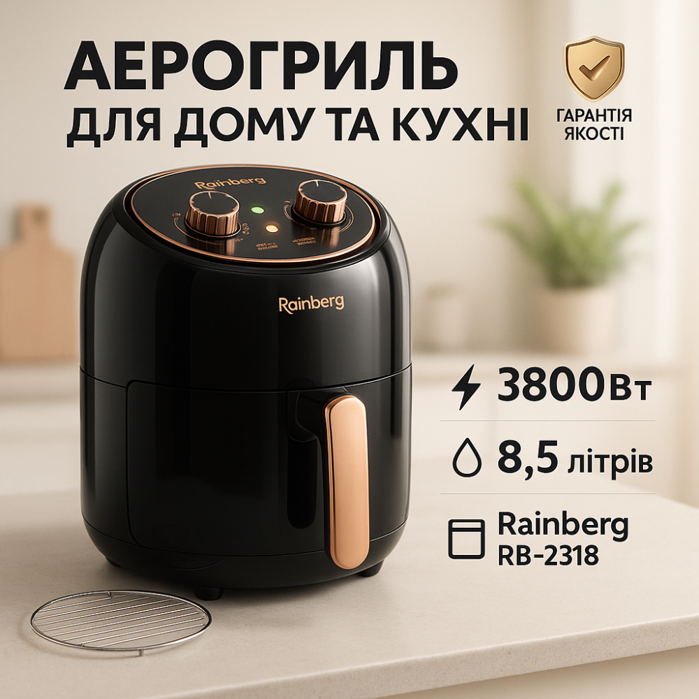 Мультипіч з автовідключенням Rainberg, Аерогриль для приготування грилю, Піч без олії електрична XV-15 Львів - фото 17