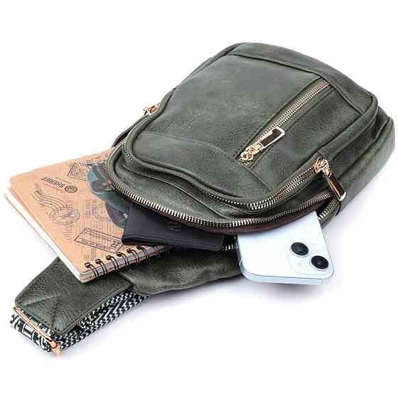 Стильная слинг сумка для женщин из экокожи Зеленый (Vintage) Киев