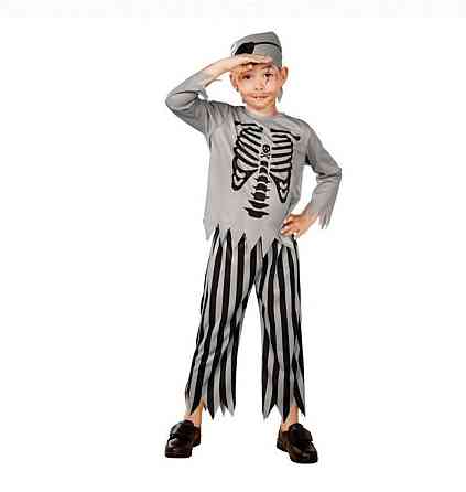 Детский костюм Пират на Хеллоуин футболка с длинным рукавом, штаны, бандана размер М 7-10 лет серый Киев