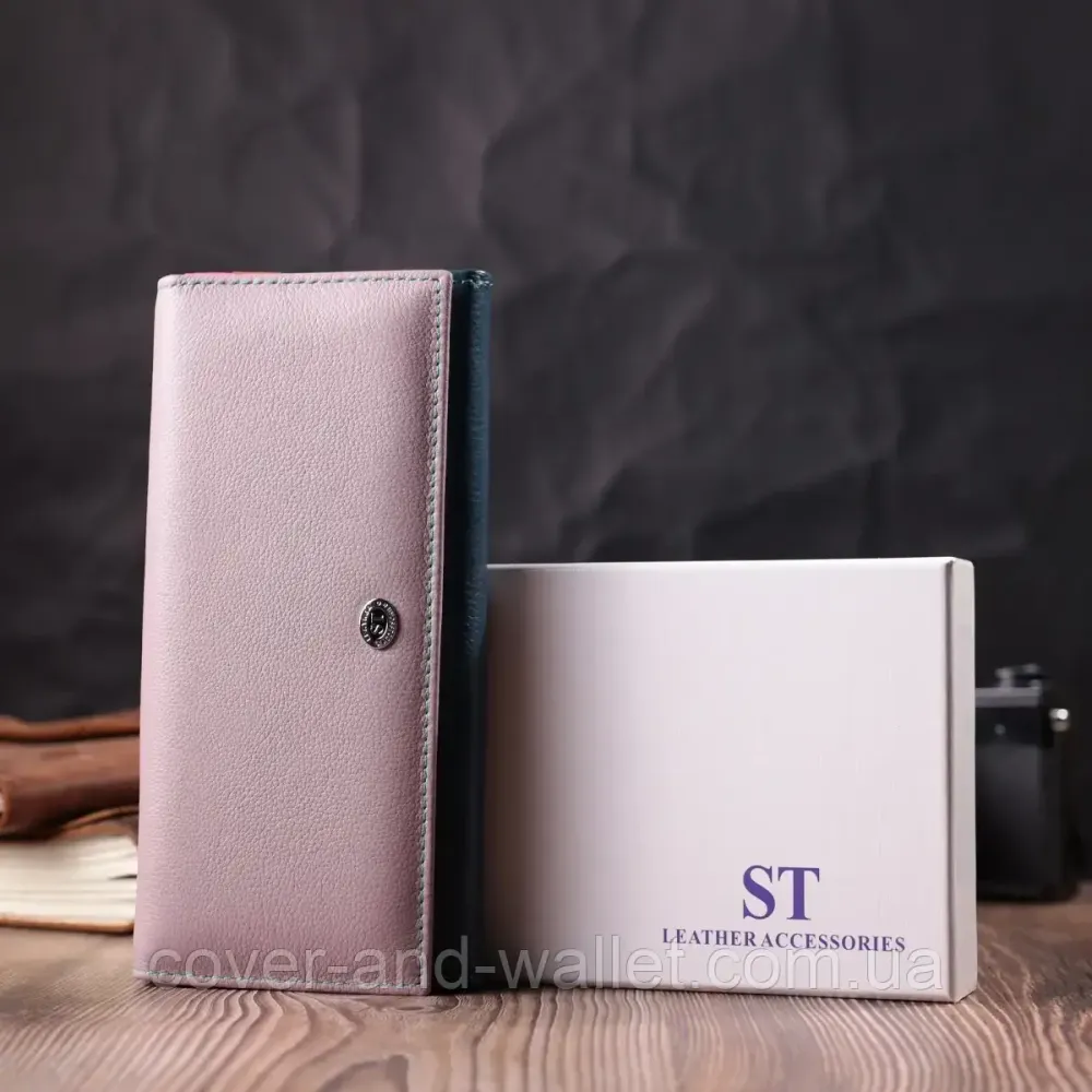 Светло-розовый женский кожаный кошелек на магнитной фиксации ST 014-1 Киев - изображение 9