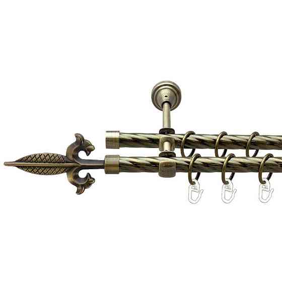 Карниз Orvit Генуя металевий дворядний відкритий скручена труба кільце металеве Антик 16\16 мм 240 см Львов