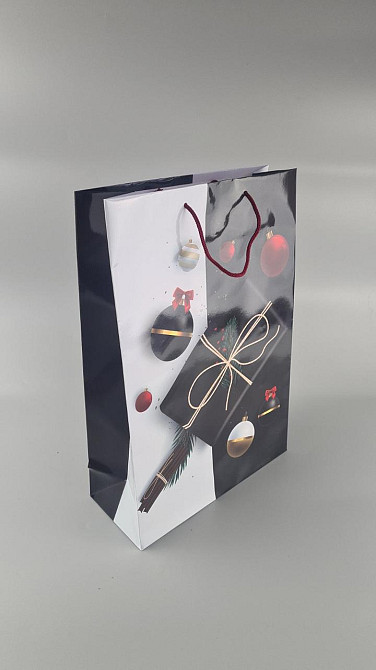 Новогодний ,картонные пакеты с ручками Гигант вертикальный 30х47х12-004 (12 шт) Харьков - изображение 1