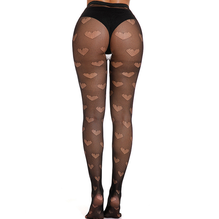 Колготки сітка з візерунком сердечка жіночі one size чорний Київ - фото 4