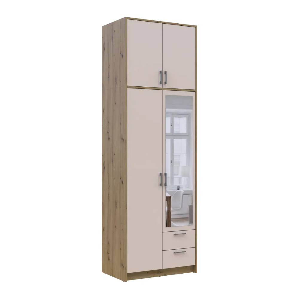 Шафа для одягу Doros Ронді з високою антресоллю і дзеркалом Дуб Артизан/Кашемір 2 ДСП 82х52х260 (DRS-011872) Львів - фото 7