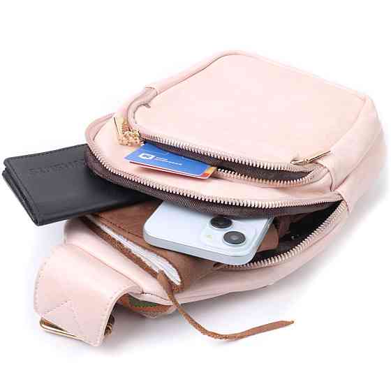 Компактна жіноча сумка з однією лямкою через плече з гладкої екошкіри Vintage 22766 Рожевий Київ