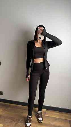 Жіночий термо костюм-трійка: кофта топ і лосини трикотаж пума Чорний, 42/44 Одеса