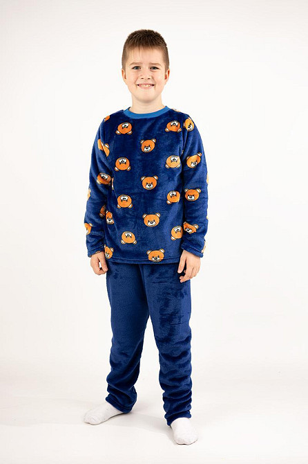 Пижама детская, тёплая, для мальчика, велсофт, топ Крохатушка одяг 134 Киев - изображение 1