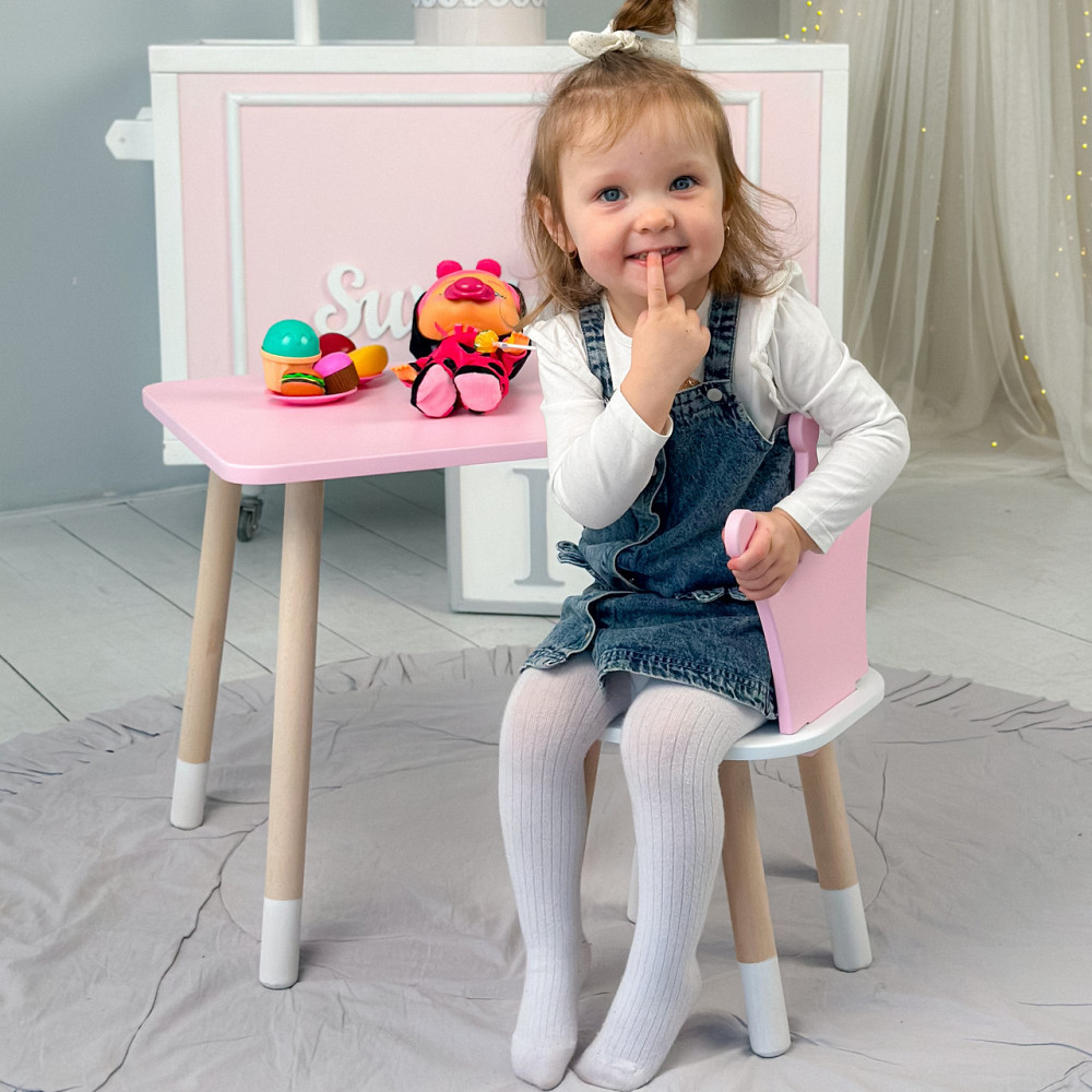 Дитячий  прямокутний стіл і стільчик корона з білим сидінням. Столик рожевий дитячий Київ - фото 7