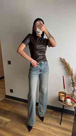 Женский лаконичный топ с коротким рукавом из экокожи Шоколад, 44/46 Одесса