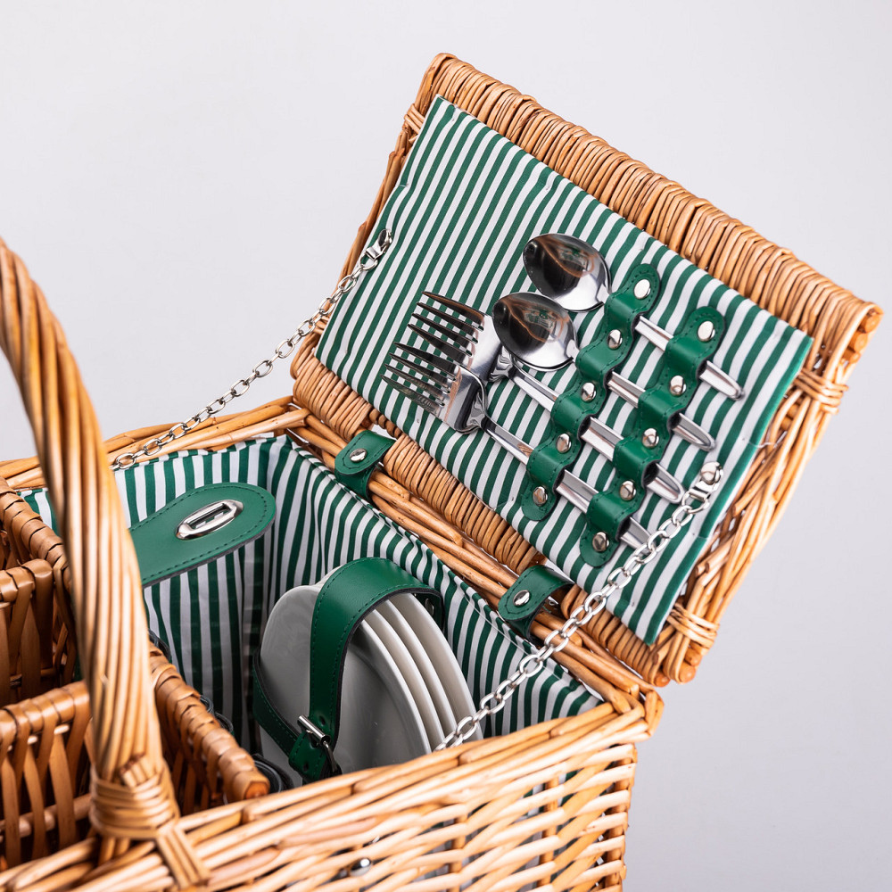Кошик плетений для пікніка з посудом на 4 персони 48х33х43 см набір посуду туристичний для кемпінгу HP-ZQ-3 Коломия - фото 3