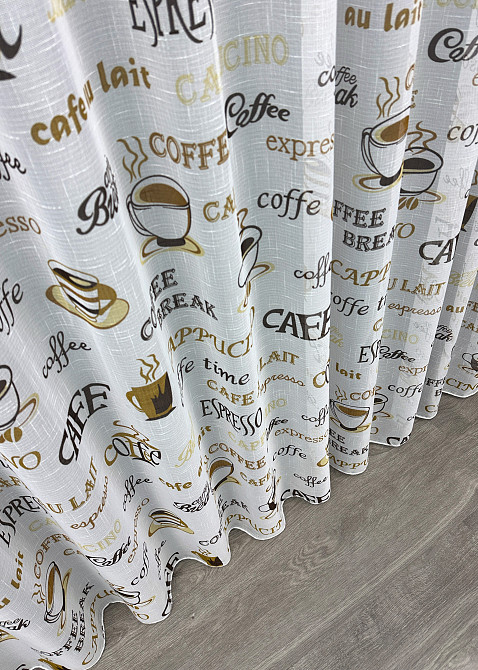 Тюль лен с принтом цвет белый с коричневым 1858т Киев - изображение 7